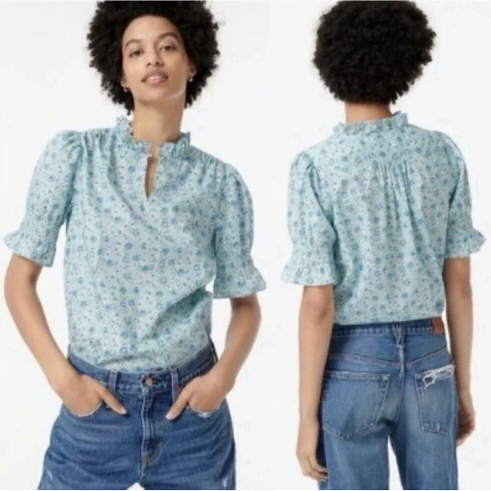 J Crew Liberty Fabric Amelie Floral Puff-sleeve Top S Cottagecore Prairie